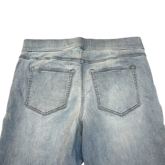 Lane Bryant High Rise Pull On Pedal Pusher Jean Sz 14 Light Wash Stretchy Capri - Picture 5 of 11